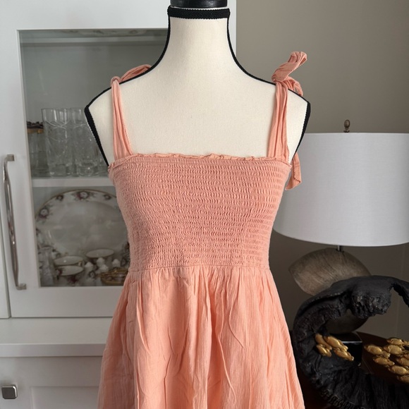 Aerie Women’s Babydoll Mini Dress - Peach Pastel, M, Romantic Coquette Y2K Style - Picture 2 of 7